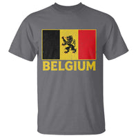 Vintage Belgium Soccer Flag with Lion Graphic T Shirt Belgian Football Pride Gift for Fans
