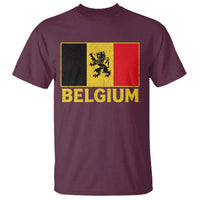 Vintage Belgium Soccer Flag with Lion Graphic T Shirt Belgian Football Pride Gift for Fans
