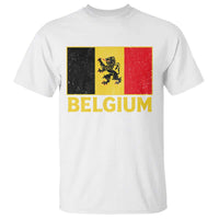 Vintage Belgium Soccer Flag with Lion Graphic T Shirt Belgian Football Pride Gift for Fans