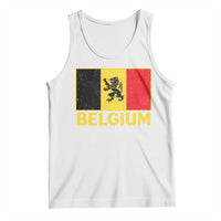 Vintage Belgium Soccer Flag with Lion Graphic Tank Top Belgian Football Pride Gift for Fans