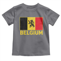 Vintage Belgium Soccer Flag with Lion Graphic Toddler T Shirt Belgian Football Pride Gift for Fans