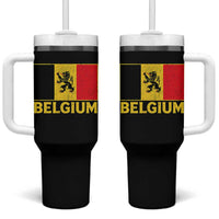 Vintage Belgium Soccer Flag with Lion Graphic Tumbler With Handle Belgian Football Pride Gift for Fans
