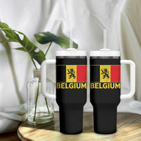 Vintage Belgium Soccer Flag with Lion Graphic Tumbler With Handle Belgian Football Pride Gift for Fans
