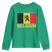 Vintage Belgium Soccer Flag with Lion Graphic Youth Sweatshirt Belgian Football Pride Gift for Fans