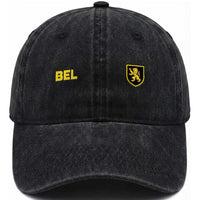 Vintage Belgium Washed Cotton Baseball Cap Belgian Football Pride Belgium Lion Crest Soccer Graphic