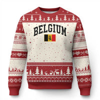 Vintage Belgium Ugly Christmas Sweater Lion Royal Flag Graphic Belgian Soccer Football Pride Gift for Fans