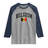 Vintage Belgium Raglan Shirt Lion Royal Flag Graphic Belgian Soccer Football Pride Gift for Fans