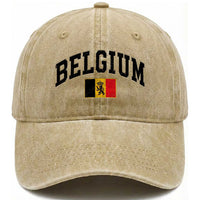 Vintage Belgium Washed Cotton Baseball Cap Lion Royal Flag Graphic Belgian Soccer Football Pride Gift for Fans