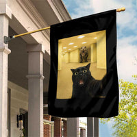 Black Cat Selfie with Dinosaur in The Backrooms Liminal Space Graphic Garden Flag Liminal Space Urban Legend Meme