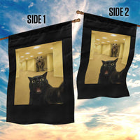 Black Cat Selfie with Dinosaur in The Backrooms Liminal Space Graphic Garden Flag Liminal Space Urban Legend Meme