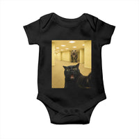 Black Cat Selfie with Dinosaur in The Backrooms Liminal Space Graphic Baby Onesie Liminal Space Urban Legend Meme