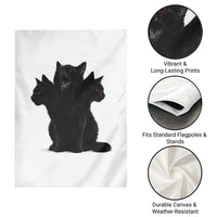 Purrberus 3 Headed Black Cat Gothic Mythology Graphic Garden Flag Vintage Grunge Alt 90s Halloween Goth Horror