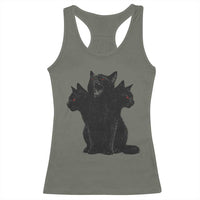 Purrberus 3 Headed Black Cat Gothic Mythology Graphic Racerback Tank Top Vintage Grunge Alt 90s Halloween Goth Horror
