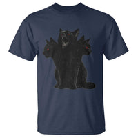 Purrberus 3 Headed Black Cat Gothic Mythology Graphic T Shirt Vintage Grunge Alt 90s Halloween Goth Horror