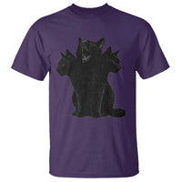 Purrberus 3 Headed Black Cat Gothic Mythology Graphic T Shirt Vintage Grunge Alt 90s Halloween Goth Horror