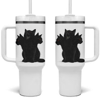 Purrberus 3 Headed Black Cat Gothic Mythology Graphic Tumbler With Handle Vintage Grunge Alt 90s Halloween Goth Horror