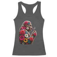 Floral Bigfoot Blowing Wishes Dandelion Racerback Tank Top Vintage Sasquatch Art Botanical Wildlife Graphic