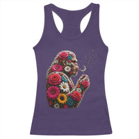 Floral Bigfoot Blowing Wishes Dandelion Racerback Tank Top Vintage Sasquatch Art Botanical Wildlife Graphic