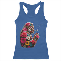 Floral Bigfoot Blowing Wishes Dandelion Racerback Tank Top Vintage Sasquatch Art Botanical Wildlife Graphic