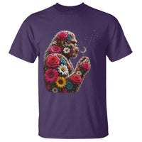 Floral Bigfoot Blowing Wishes Dandelion T Shirt Vintage Sasquatch Art Botanical Wildlife Graphic