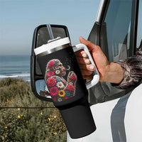 Floral Bigfoot Blowing Wishes Dandelion Tumbler With Handle Vintage Sasquatch Art Botanical Wildlife Graphic