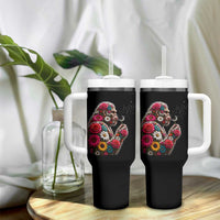 Floral Bigfoot Blowing Wishes Dandelion Tumbler With Handle Vintage Sasquatch Art Botanical Wildlife Graphic