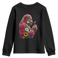 Floral Bigfoot Blowing Wishes Dandelion Youth Sweatshirt Vintage Sasquatch Art Botanical Wildlife Graphic