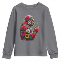Floral Bigfoot Blowing Wishes Dandelion Youth Sweatshirt Vintage Sasquatch Art Botanical Wildlife Graphic
