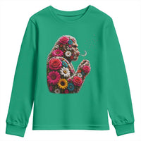 Floral Bigfoot Blowing Wishes Dandelion Youth Sweatshirt Vintage Sasquatch Art Botanical Wildlife Graphic