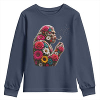 Floral Bigfoot Blowing Wishes Dandelion Youth Sweatshirt Vintage Sasquatch Art Botanical Wildlife Graphic