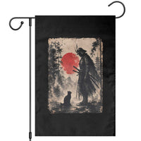 Vintage Japanese Samurai Warrior and Black Cat Garden Flag
