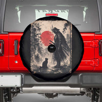 Vintage Japanese Samurai Warrior and Black Cat Spare Tire Cover
