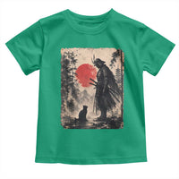 Vintage Japanese Samurai Warrior and Black Cat Toddler T Shirt