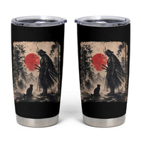 Vintage Japanese Samurai Warrior and Black Cat Tumbler Cup