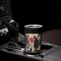 Vintage Japanese Samurai Warrior and Black Cat Tumbler Cup