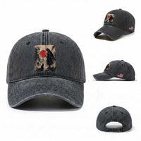 Vintage Japanese Samurai Warrior and Black Cat Washed Cotton Baseball Cap