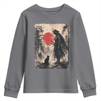 Vintage Japanese Samurai Warrior and Black Cat Youth Sweatshirt