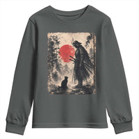 Vintage Japanese Samurai Warrior and Black Cat Youth Sweatshirt