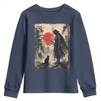 Vintage Japanese Samurai Warrior and Black Cat Youth Sweatshirt