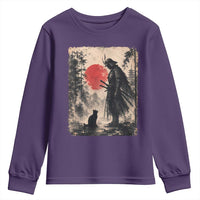 Vintage Japanese Samurai Warrior and Black Cat Youth Sweatshirt