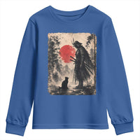 Vintage Japanese Samurai Warrior and Black Cat Youth Sweatshirt