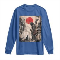 Vintage Japanese Art Bigfoot Samurai Warrior and Black Cat Long Sleeve Shirt Sasquatch Lovers Vintage Graphic Ukiyo-e Art