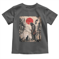 Vintage Japanese Art Bigfoot Samurai Warrior and Black Cat Toddler T Shirt Sasquatch Lovers Vintage Graphic Ukiyo-e Art