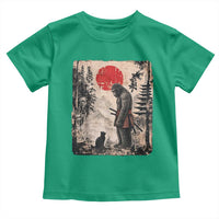 Vintage Japanese Art Bigfoot Samurai Warrior and Black Cat Toddler T Shirt Sasquatch Lovers Vintage Graphic Ukiyo-e Art