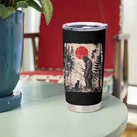 Vintage Japanese Art Bigfoot Samurai Warrior and Black Cat Tumbler Cup Sasquatch Lovers Vintage Graphic Ukiyo-e Art