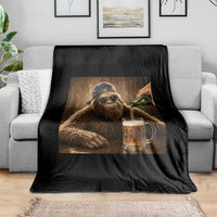 Funny Bigfoot Drinking Beer Throw Blanket Vintage Cool Sunglasses Sasquatch Pub Graphic