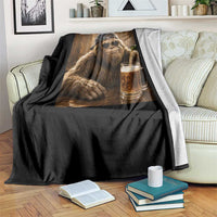 Funny Bigfoot Drinking Beer Throw Blanket Vintage Cool Sunglasses Sasquatch Pub Graphic