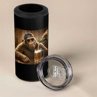 Funny Bigfoot Drinking Beer 4 in 1 Can Cooler Tumbler Vintage Cool Sunglasses Sasquatch Pub Graphic