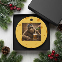Funny Bigfoot Drinking Beer Ceramic Ornament Vintage Cool Sunglasses Sasquatch Pub Graphic