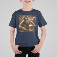 Funny Bigfoot Drinking Beer T Shirt For Kid Vintage Cool Sunglasses Sasquatch Pub Graphic